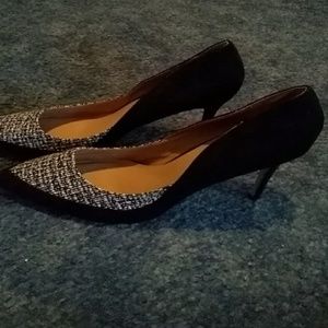 Black an white plaid pump's by just fab